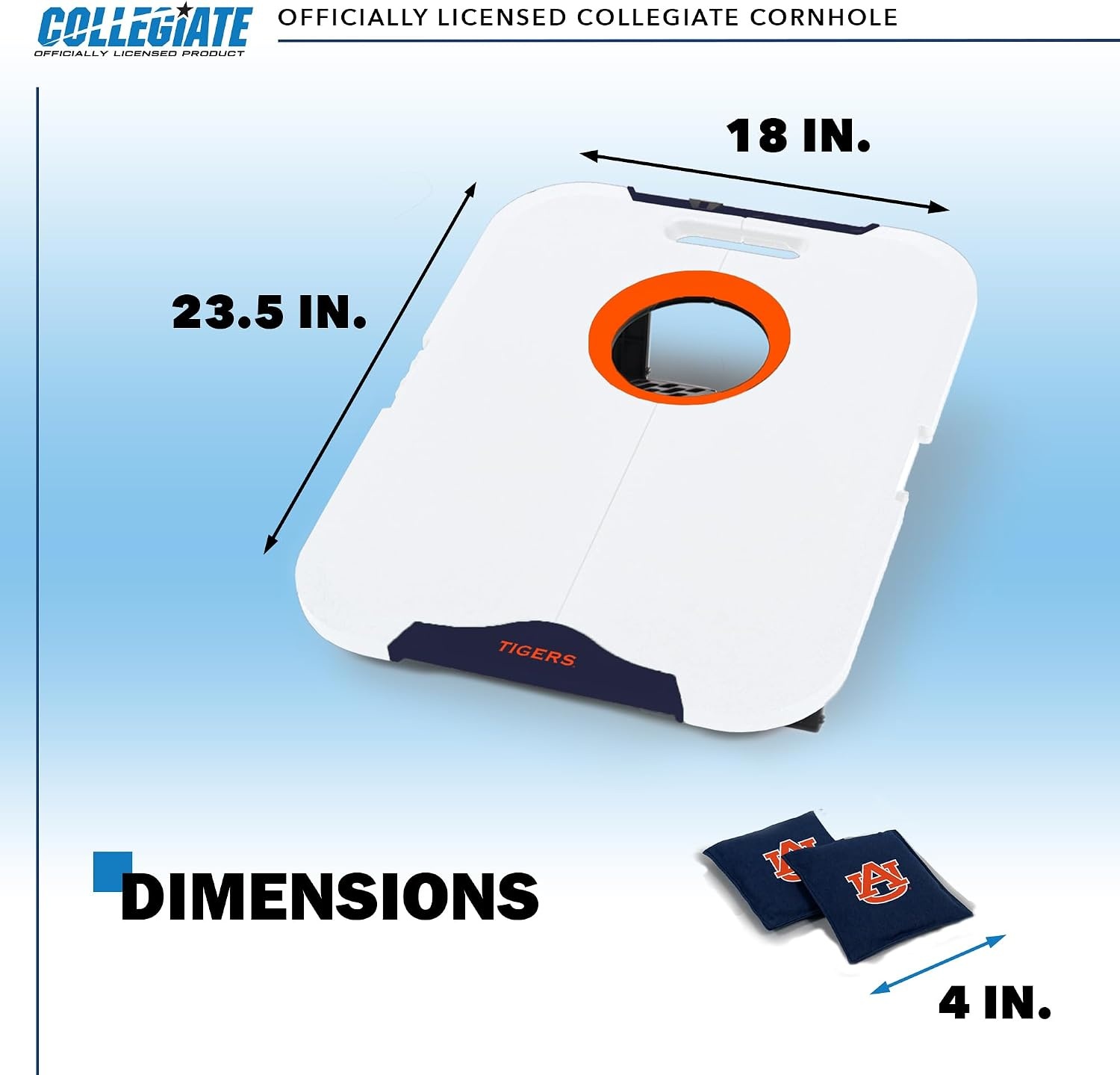 Wild Sports NCAA Pro Football All-Weather Cornhole Set – Travel Bean Bag Toss Set Includes 8 Bean Bags(Auburn Tigers)