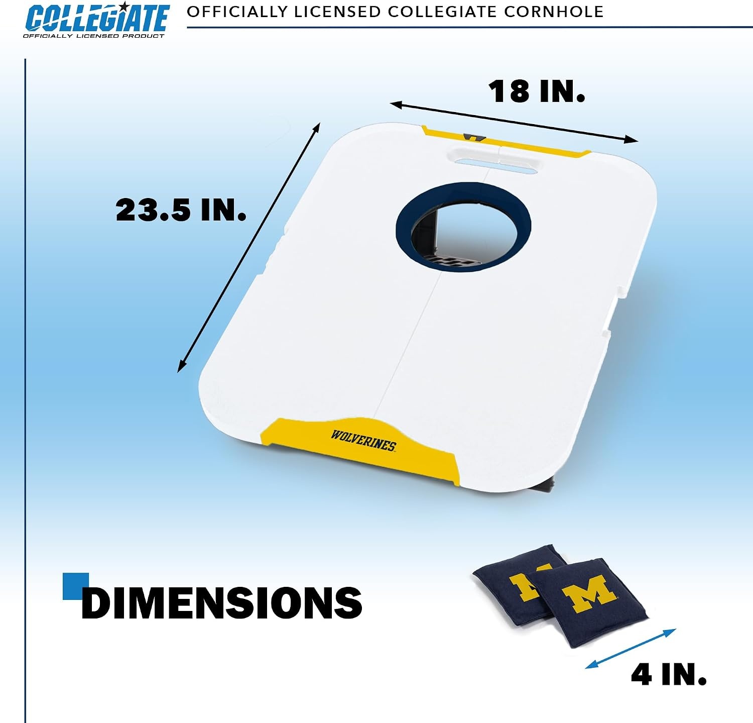 Wild Sports NCAA Pro Football All-Weather Cornhole Set – Travel Bean Bag Toss Set Includes 8 Bean Bags(Michigan Wolverines)