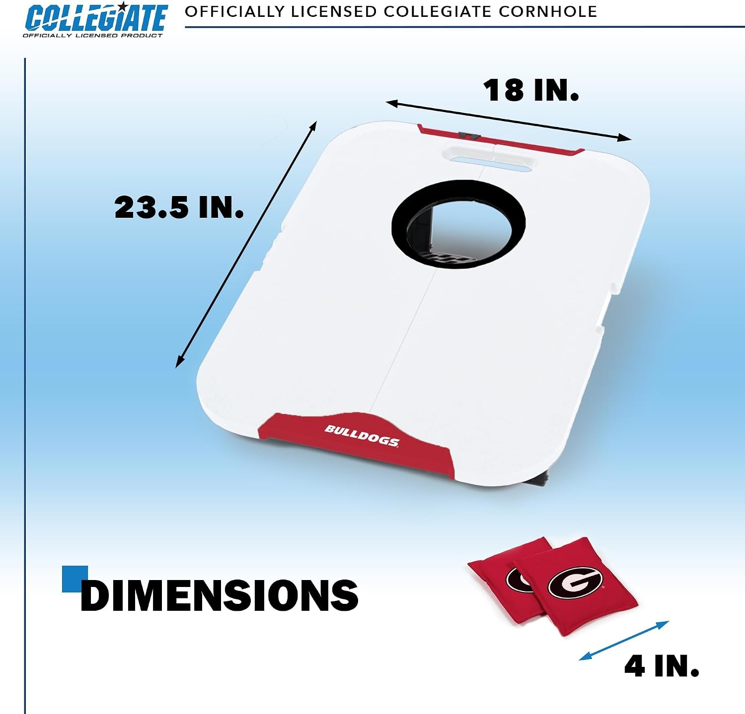 Wild Sports NCAA Pro Football All-Weather Cornhole Set – Travel Bean Bag Toss Set Includes 8 Bean Bags(Georgia Bulldogs)