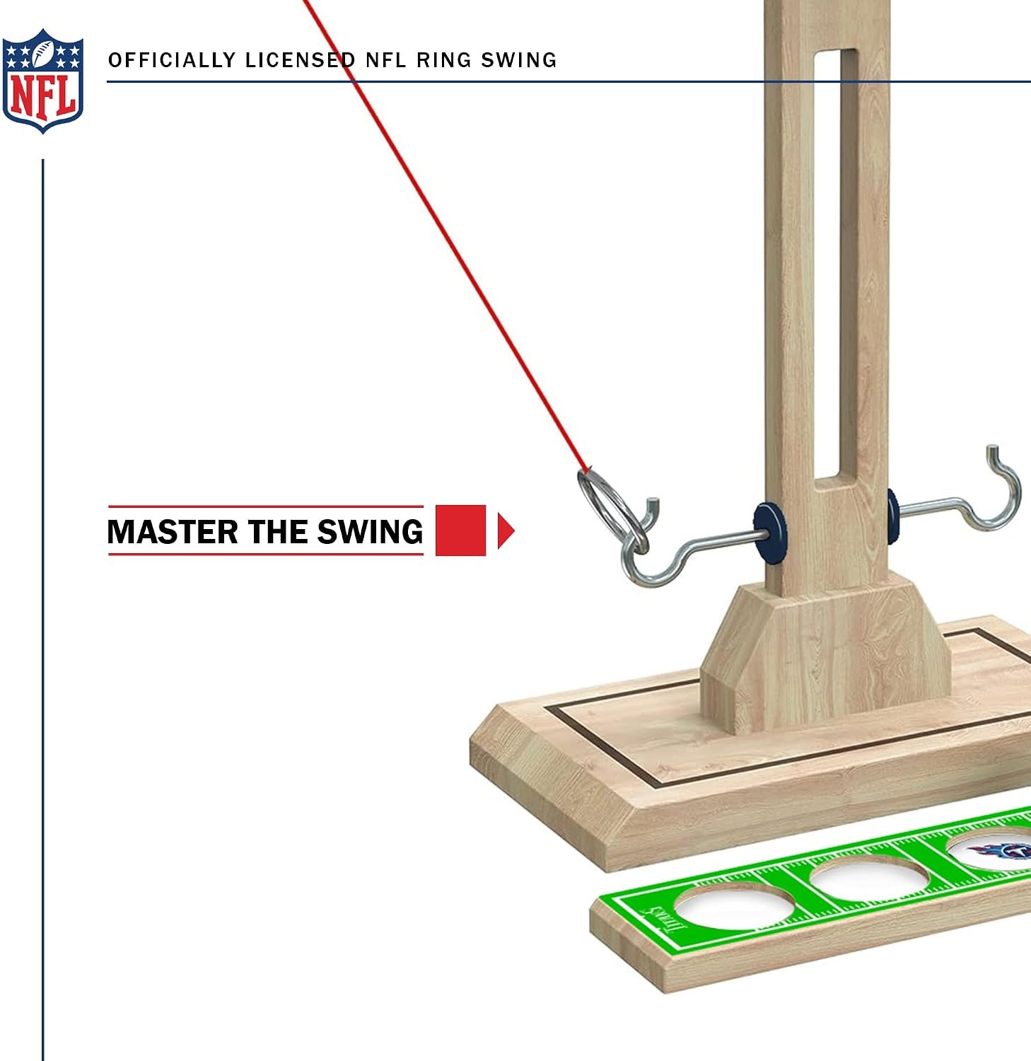 Wild Sports NFL Tennessee Titans Wooden Ring Swing Battle – Head-to-Head Ring Toss Hook & Ring Game for NFL Fans