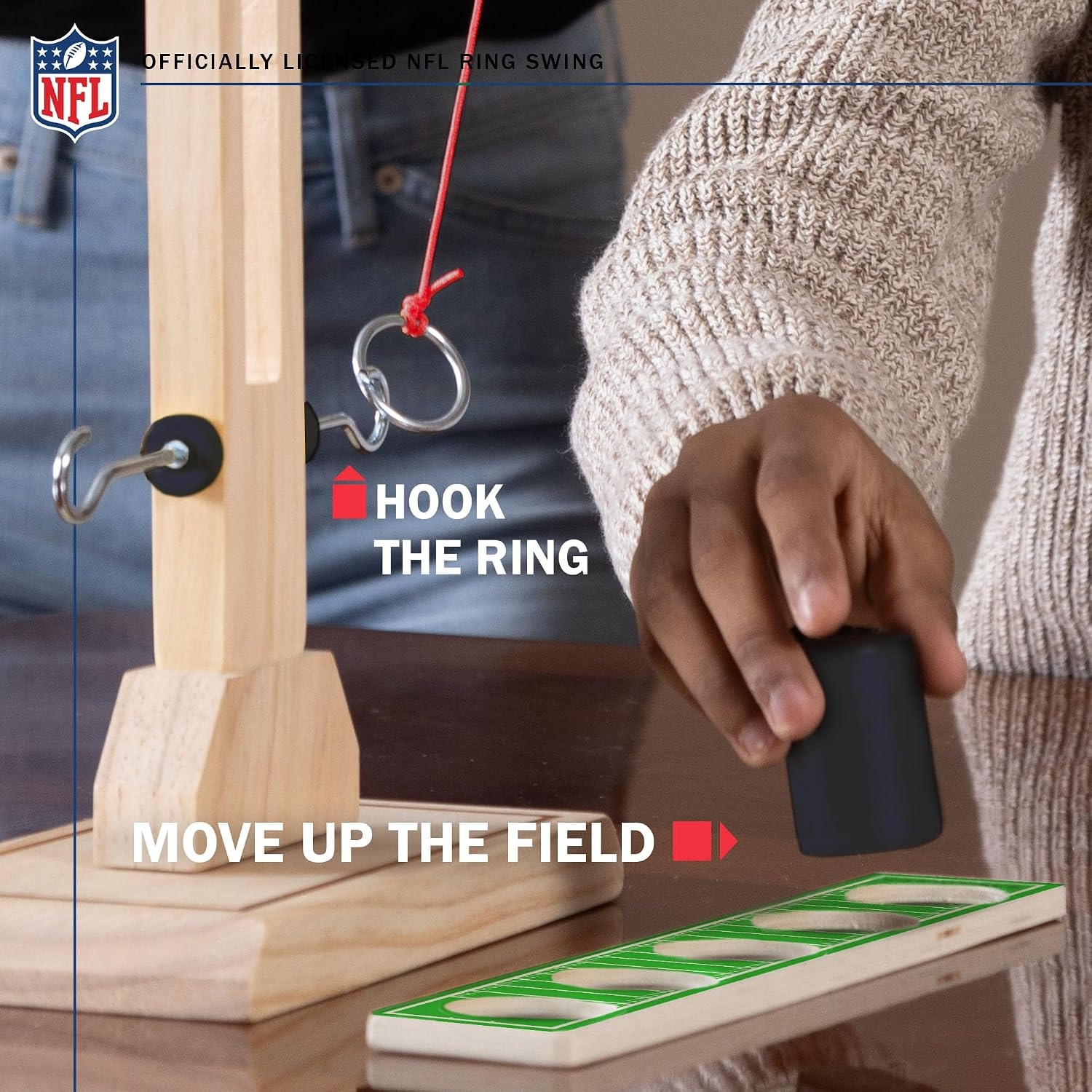 Wild Sports NFL Tennessee Titans Wooden Ring Swing Battle – Head-to-Head Ring Toss Hook & Ring Game for NFL Fans