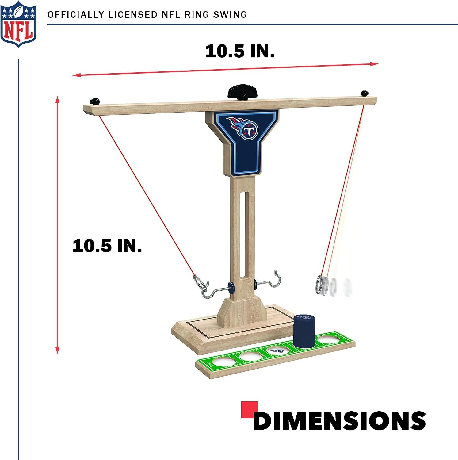 Wild Sports NFL Tennessee Titans Wooden Ring Swing Battle – Head-to-Head Ring Toss Hook & Ring Game for NFL Fans
