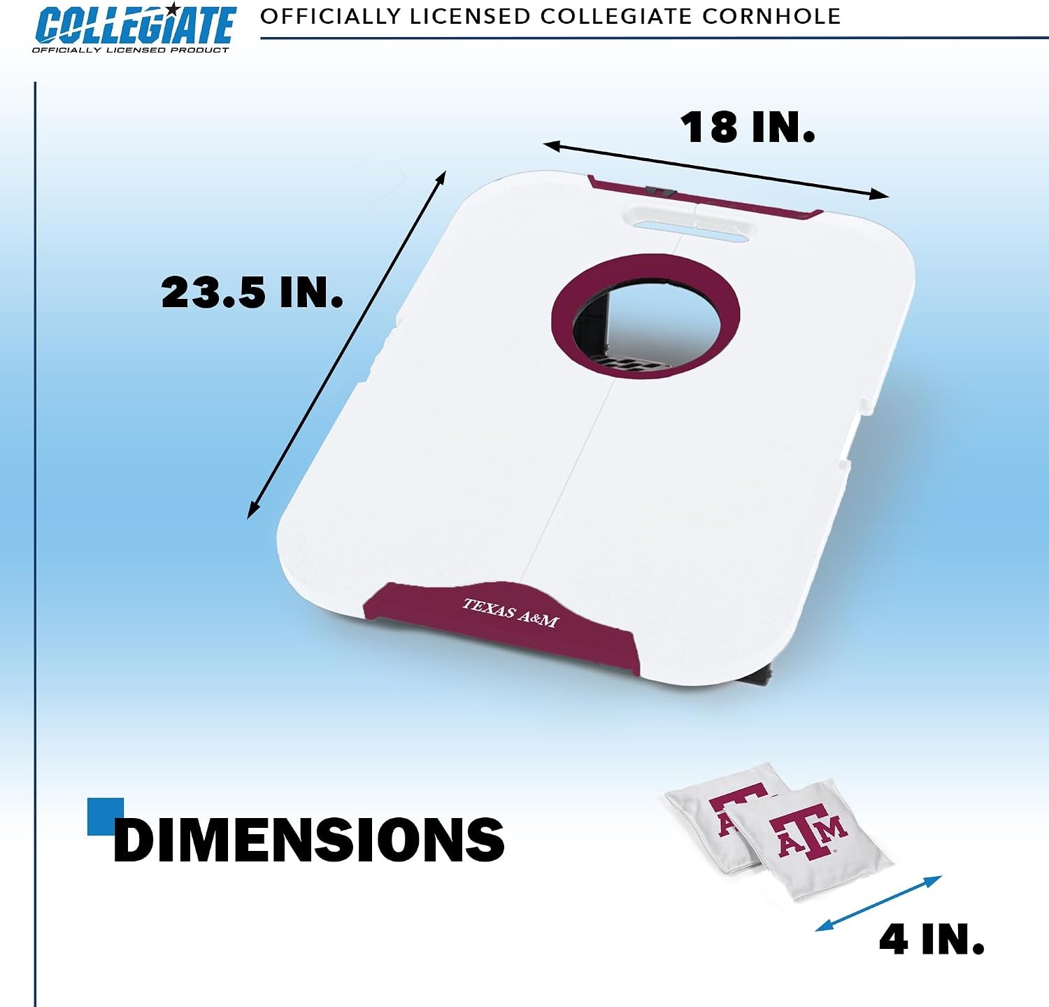 Wild Sports NCAA Pro Football All-Weather Cornhole Set – Travel Bean Bag Toss Set Includes 8 Bean Bags(Texas A&M Aggies)
