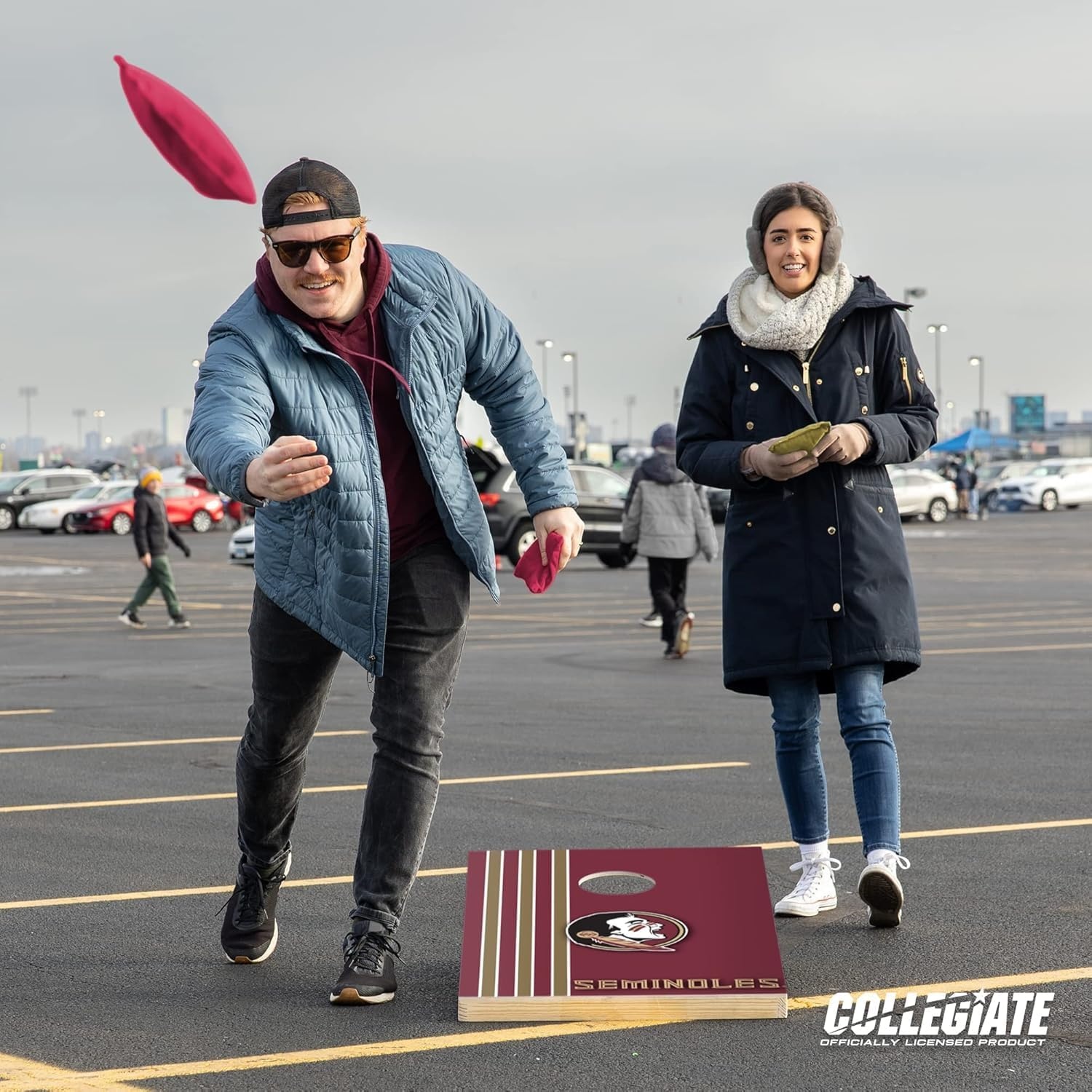 2′ x 3′ Solid Wood Cornhole Set with Direct Print HD Team Graphics – Great Gift for Any NCAA Fan  Bean Bag Toss Family Outdoor Games(Florida State Seminoles)