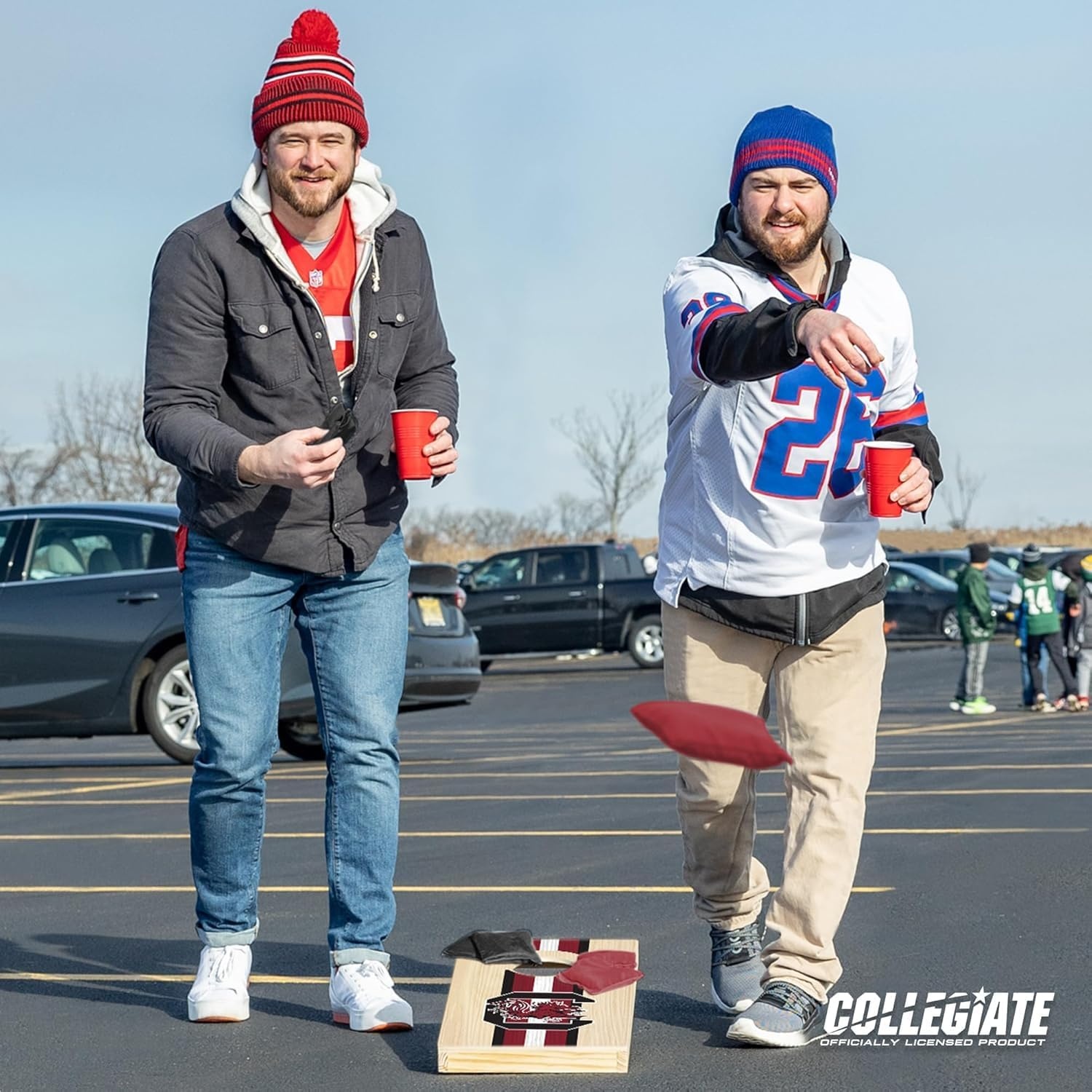 Wild Sports College Portable Size 1′ x 2′ Solid Wood Cornhole Set with Direct Print HD Team Graphics – Travel Size(South Carolina Fighting Gamecocks)