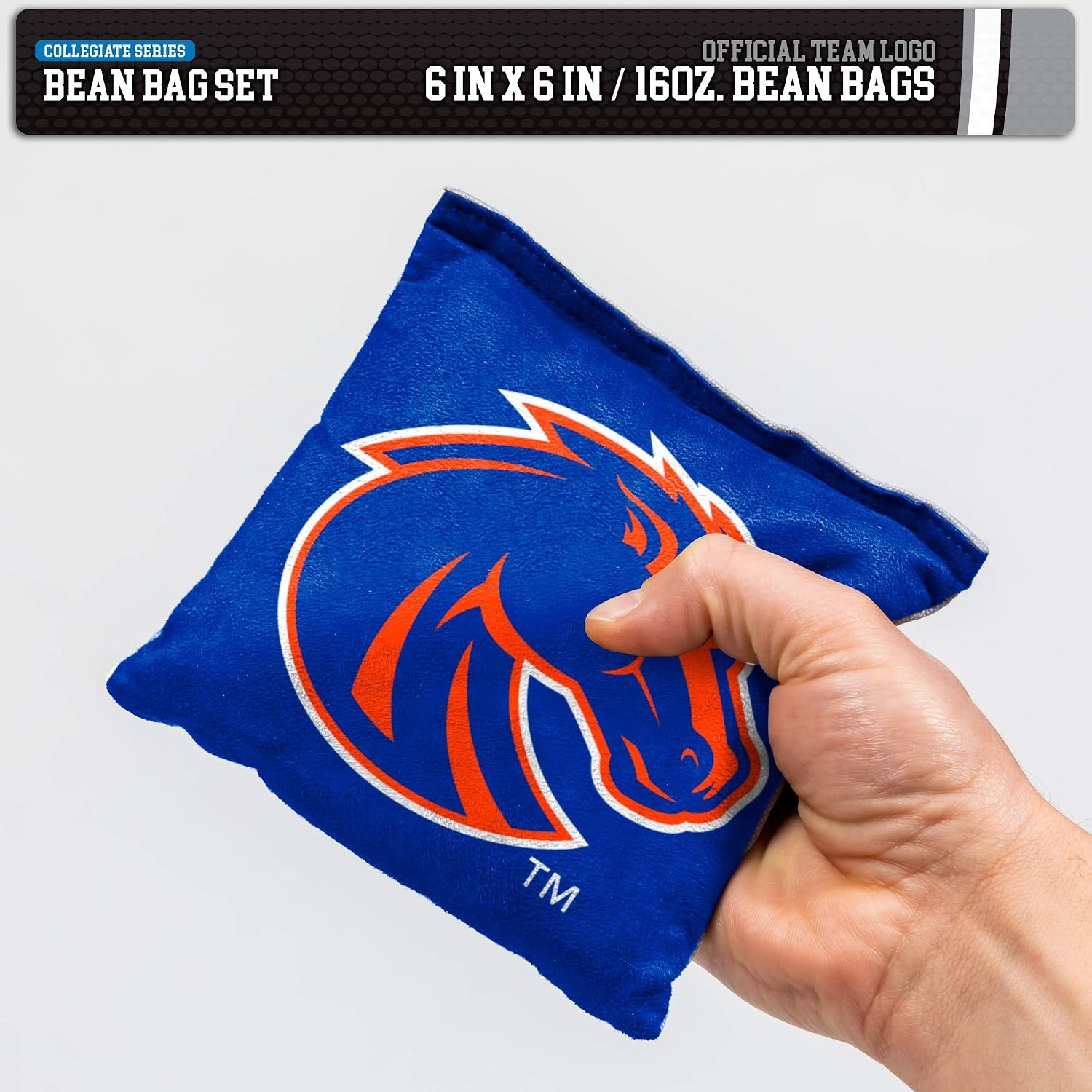 Wild Sports NCAA Wisconsin Badgers 8pk Dual Sided Bean Bags, Team Color(Boise State Broncos)