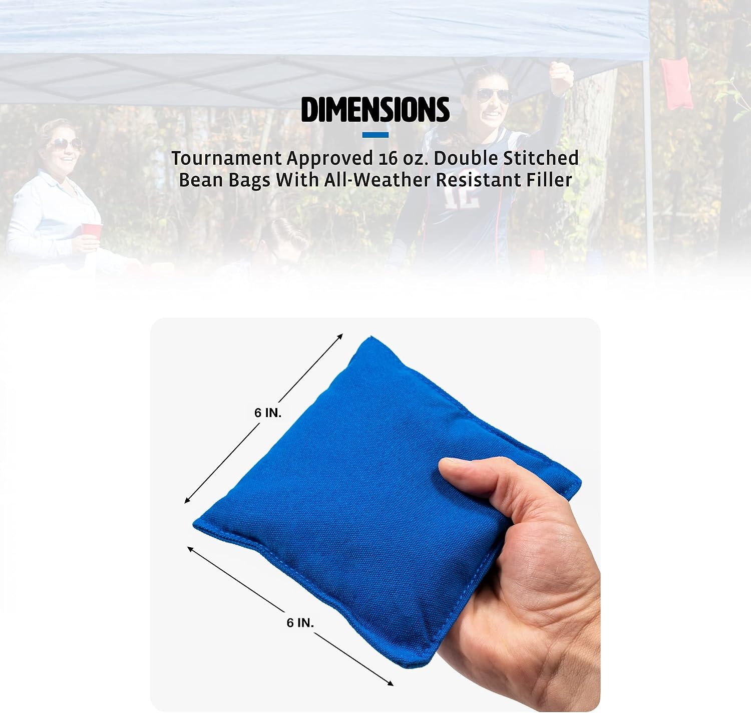 Wild Sports Regulation Size Cornhole Bags – Set of 4 Premium Bean Bag Toss Bags – 16oz Official Weight(Blue)