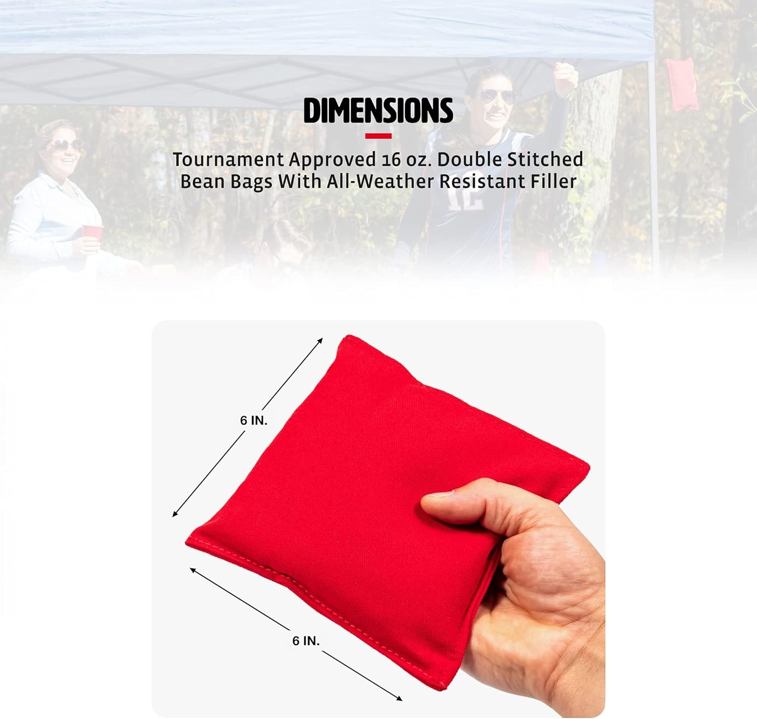 Wild Sports Regulation Size Cornhole Bags – Set of 4 Premium Bean Bag Toss Bags – 16oz Official Weight(Red)